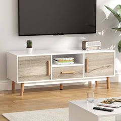 Artiss Wooden Entertainment Unit 120cm - White &amp; Wood