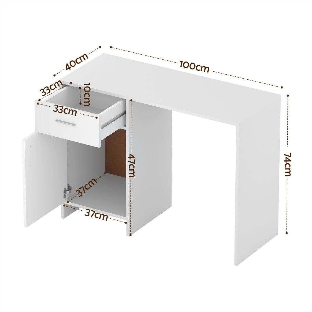 Artiss Computer Desk Drawer Cabinet White 100CM