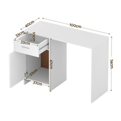 Artiss Computer Desk Drawer Cabinet White 100CM