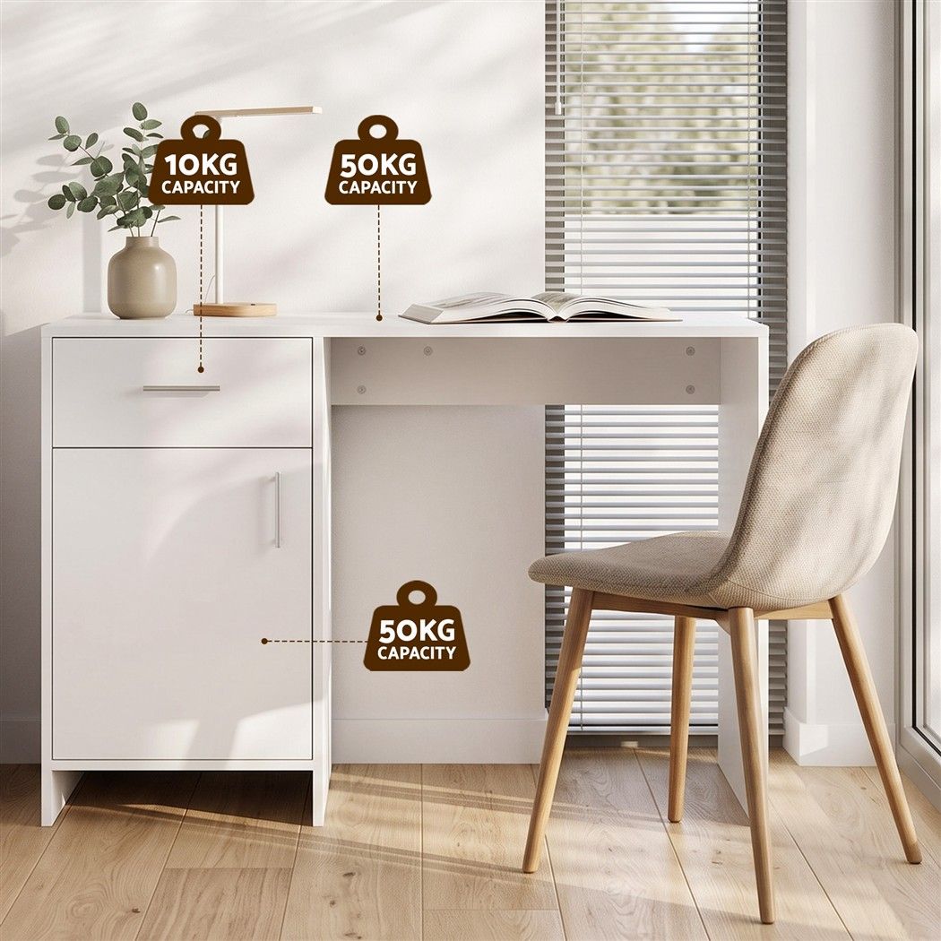Artiss Computer Desk Drawer Cabinet White 100CM