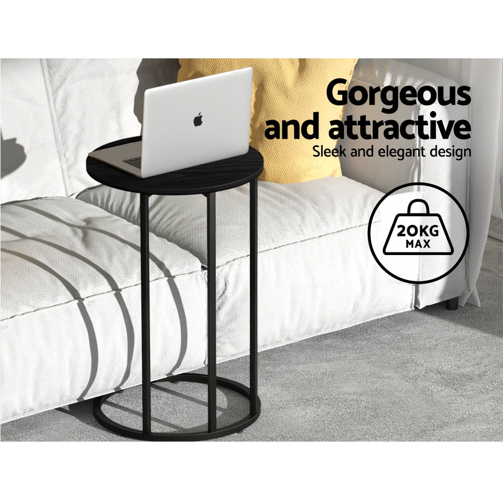 Artiss Coffee Table Side Round Black Free Delivery