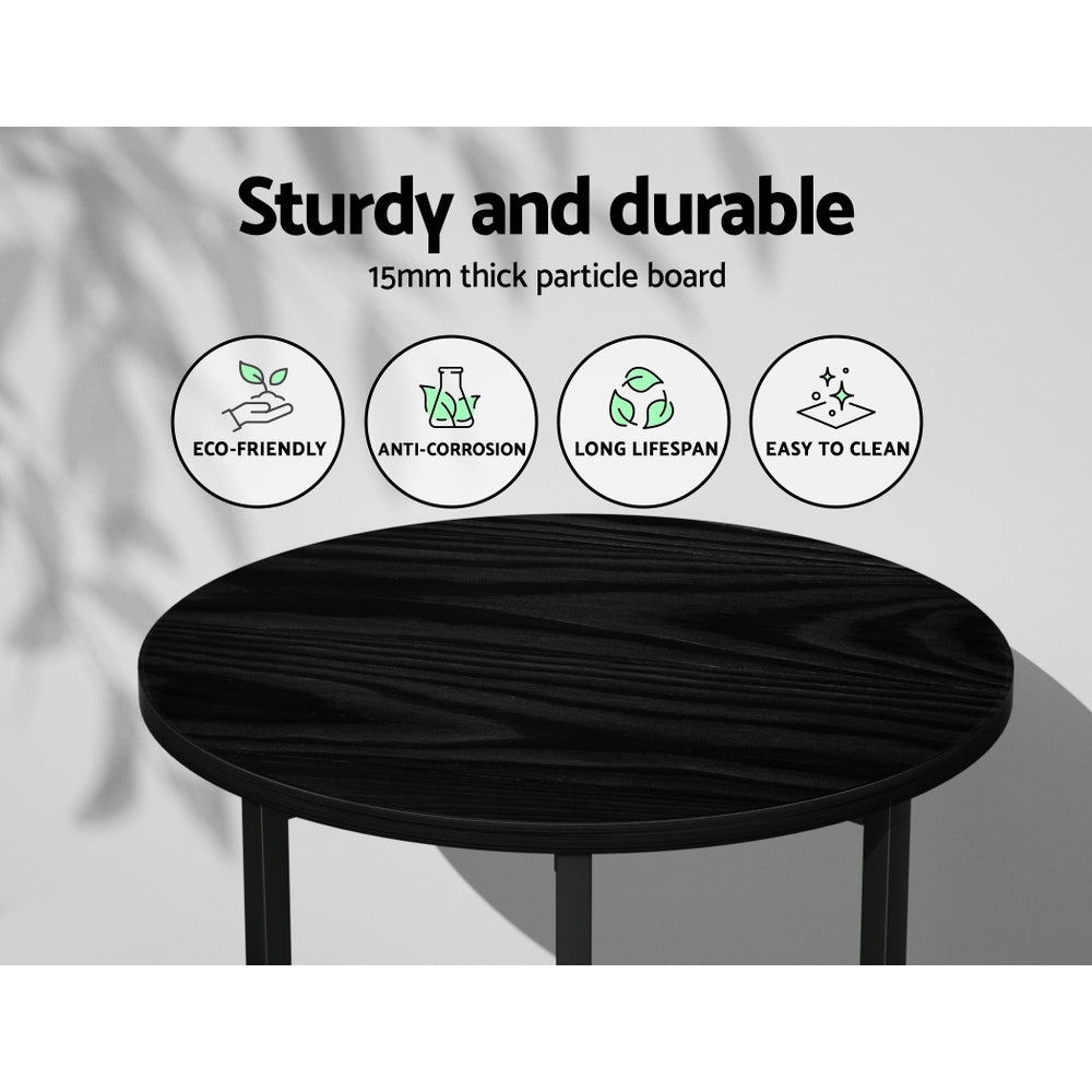 Artiss Coffee Table Side Round Black Free Delivery