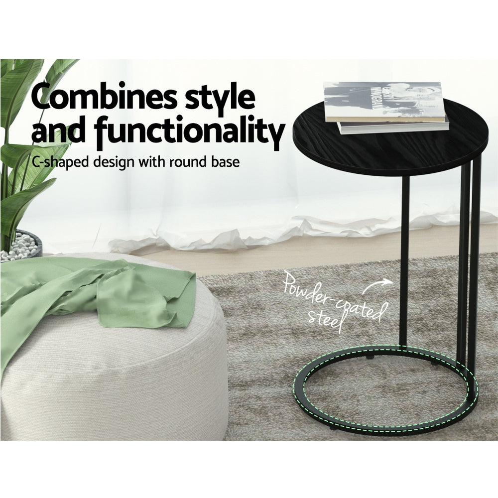 Artiss Coffee Table Side Round Black Free Delivery