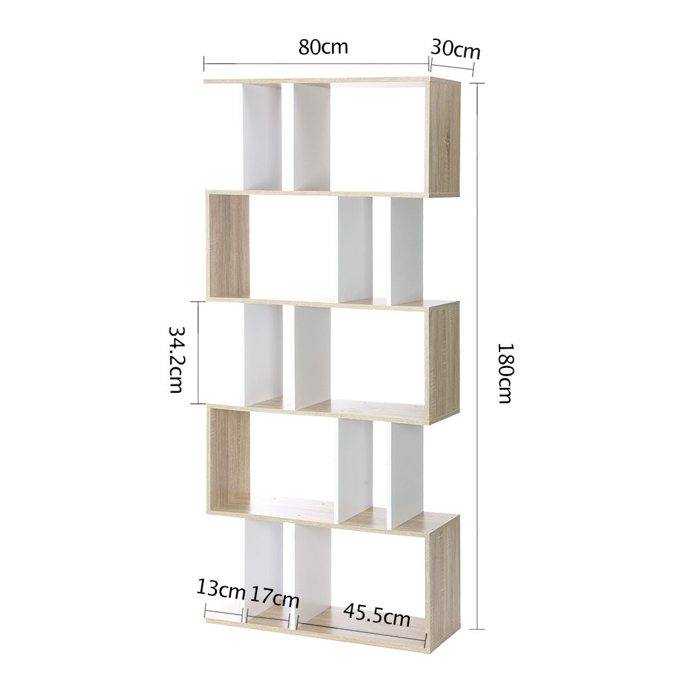 Artiss Bookshelf 6 Tiers - RITA White and Oak