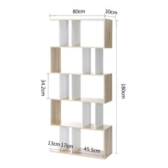 Artiss Bookshelf 6 Tiers - RITA White and Oak