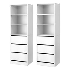 Artiss 2x Chest of 3 Drawers Tallboy Cabinet White