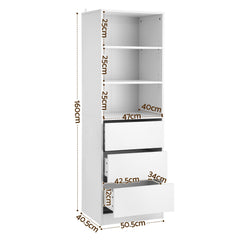Artiss 2x Chest of 3 Drawers Tallboy Cabinet White