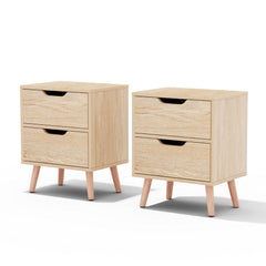 Artiss 2 x Bedside Table 2 Drawers - BODEN Pine