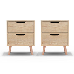 Artiss 2 x Bedside Table 2 Drawers - BODEN Pine