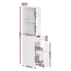 Artiss Bathroom Cabinet Storage Slim Organiser Drawer Toilet Corner 135cm White