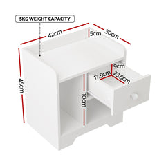 Artiss Bedside Table Drawer Nightstand Side End Table Storage Open Shelf White