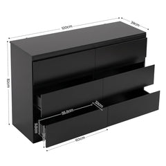 Artiss 6 Chest of Drawers Lowboy Black