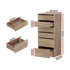 Artiss 6 Chest of Drawers Dresser Tallboy Pine