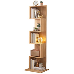 Artiss 5 Tiers Bookshelf S-shaped Bookcase Oak