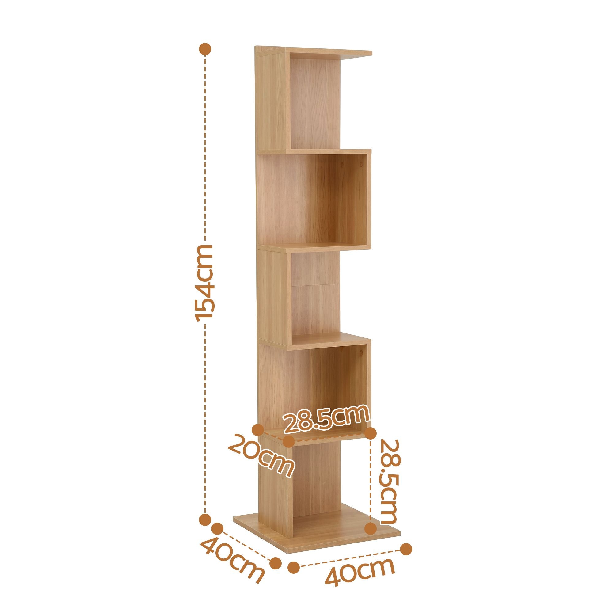 Artiss 5 Tiers Bookshelf S-shaped Bookcase Oak