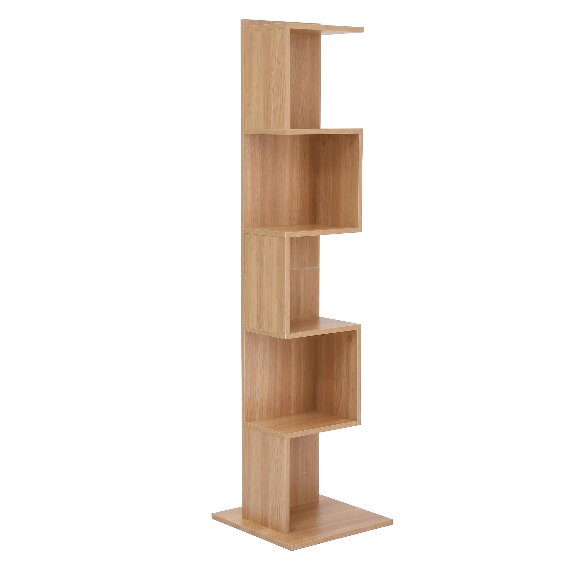 Artiss 5 Tiers Bookshelf S-shaped Bookcase Oak
