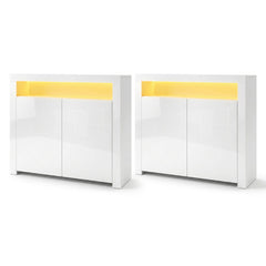 Artiss 2x Buffet Sideboard Cabinet LED Cupboard High-Gloss Storage Pantry ARNO