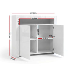 Artiss 2x Buffet Sideboard Cabinet LED Cupboard High-Gloss Storage Pantry ARNO