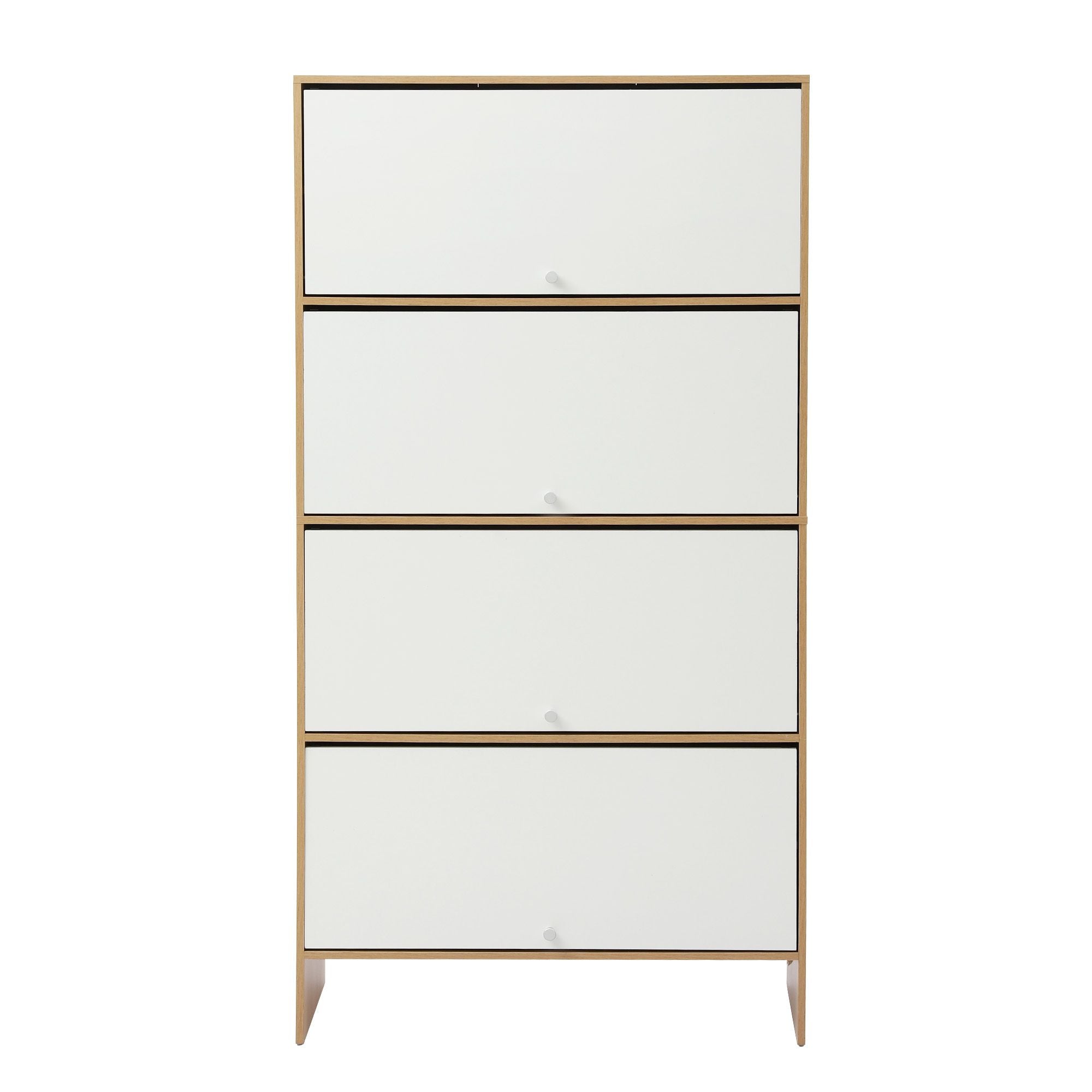 Artiss Narrow Shoe Cabinet Adjustable Shelves Flip-up Door White & Pine