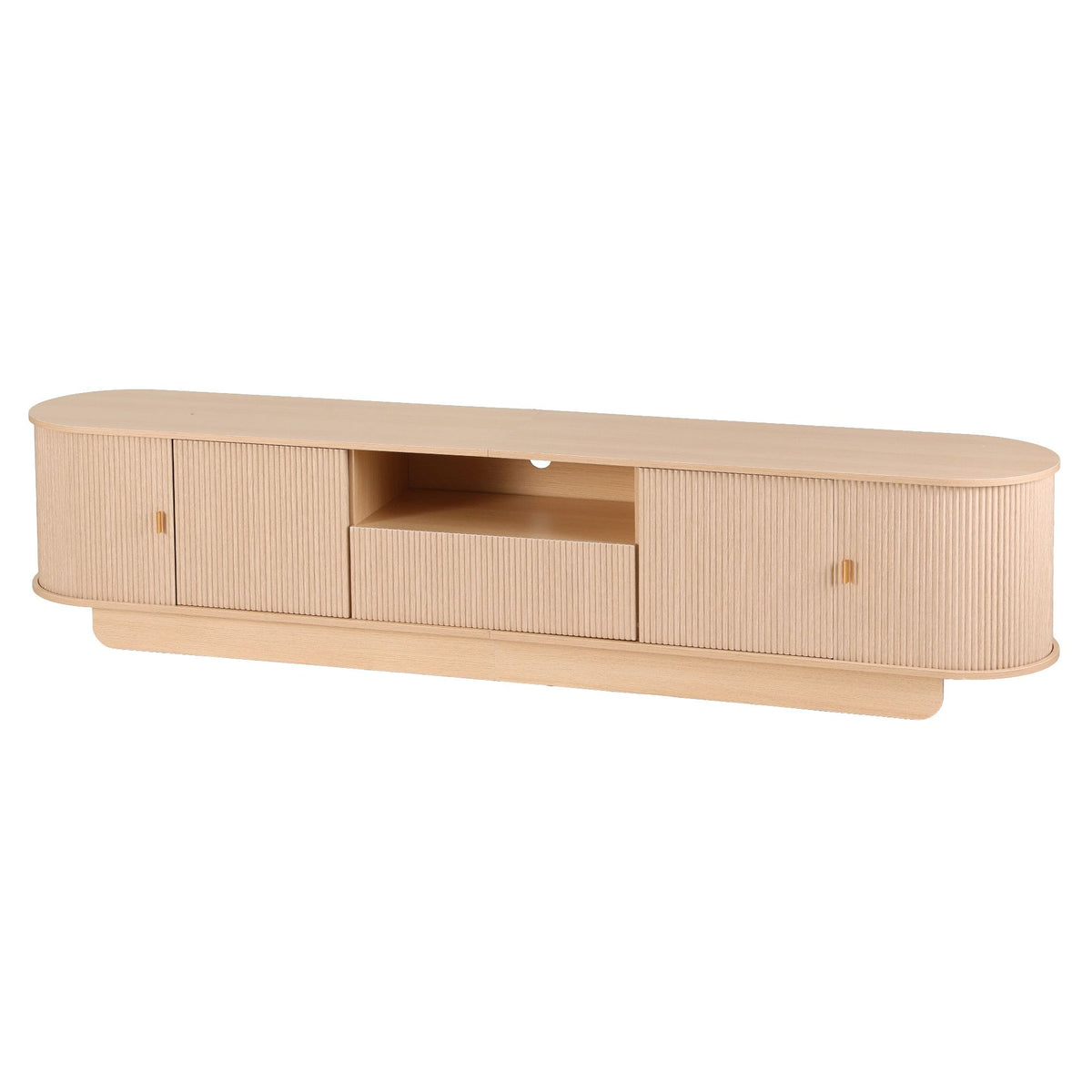 Artiss 220cm TV Unit Rounded Edge Slide Side Cabinet Door Pine