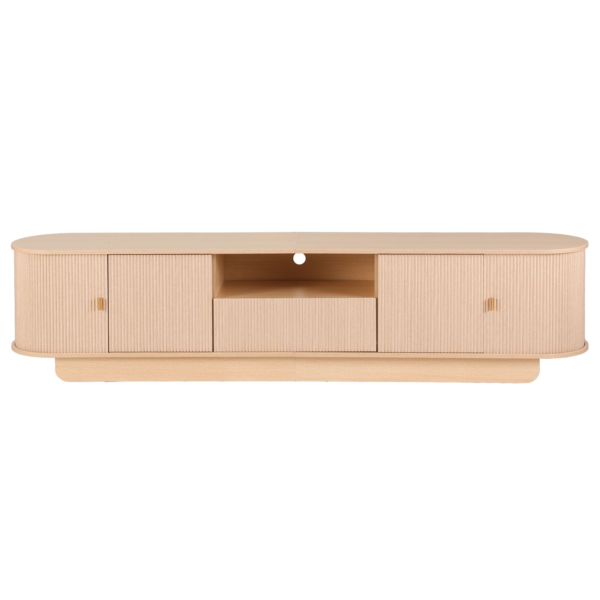 Artiss 220cm TV Unit Rounded Edge Slide Side Cabinet Door Pine