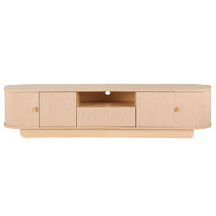 Artiss 220cm TV Unit Rounded Edge Slide Side Cabinet Door Pine