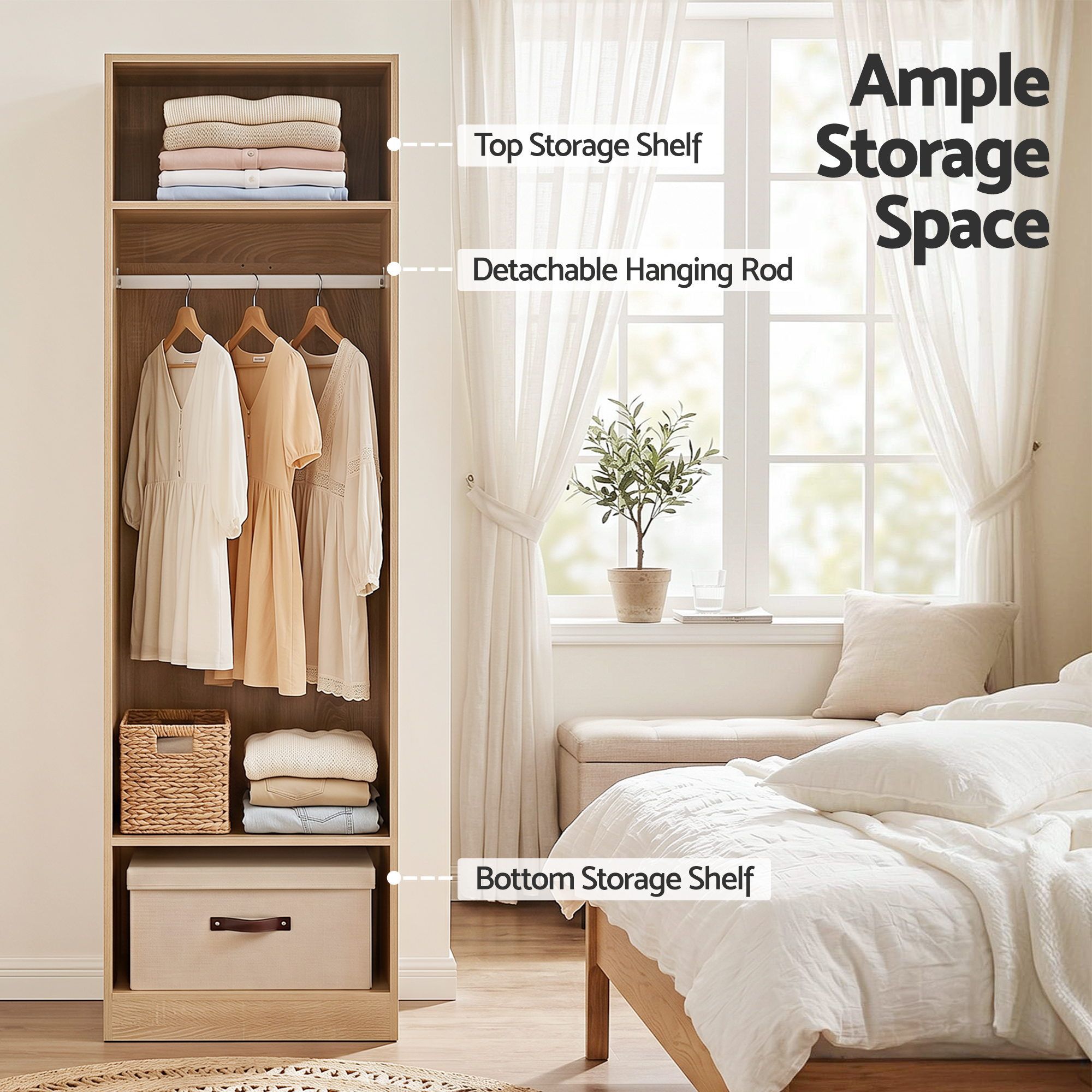 Artiss Wardrobe Clothes Closet Storage Organizer Shelf Pine