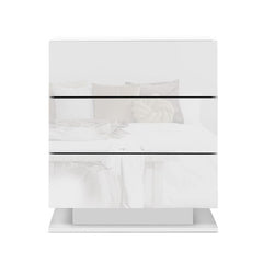 Artiss 2x Bedside Table LED 3 Drawers - MORI White