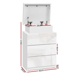 Artiss 2X Bedside Table LED 3 Drawers - COLEY White