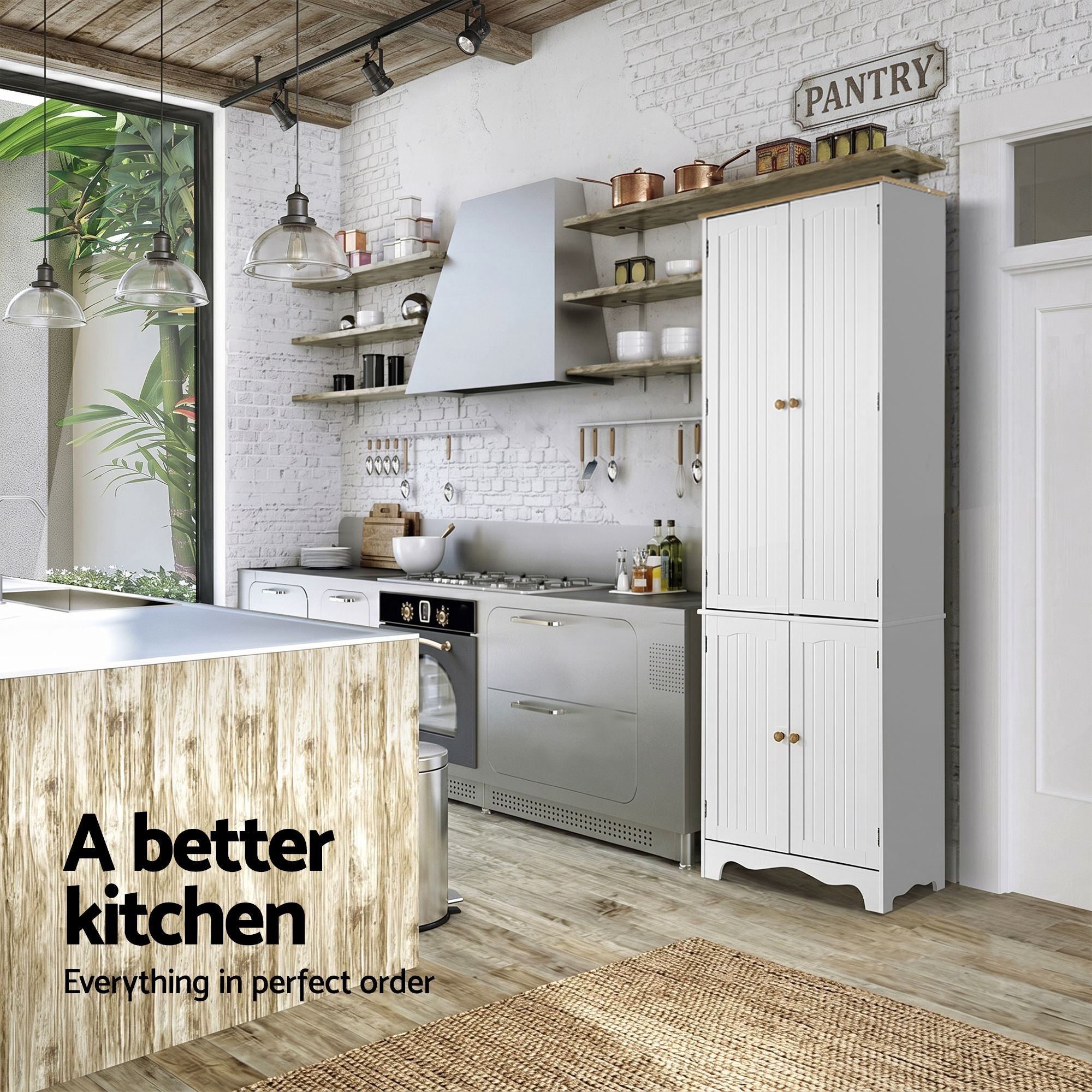 Artiss 2x Buffet Sideboard Pantry Cabinet Cupboard 6-Tiers Storage Shelves BERNE