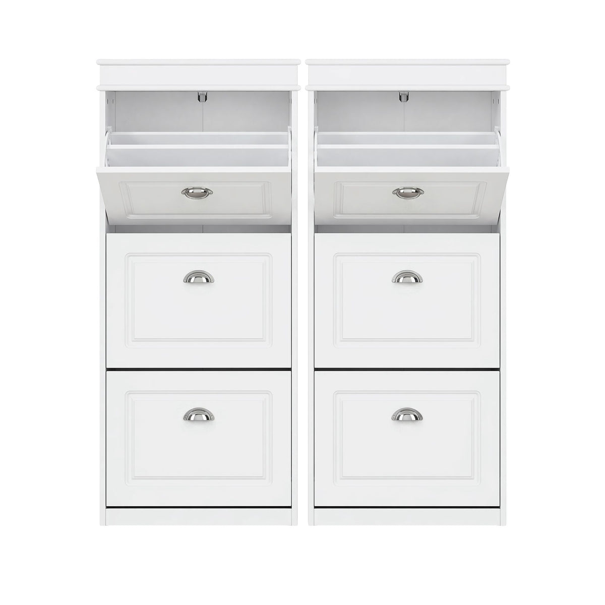 Artiss 2x Shoe Cabinet Storage Organiser 3 Flip Drawer White