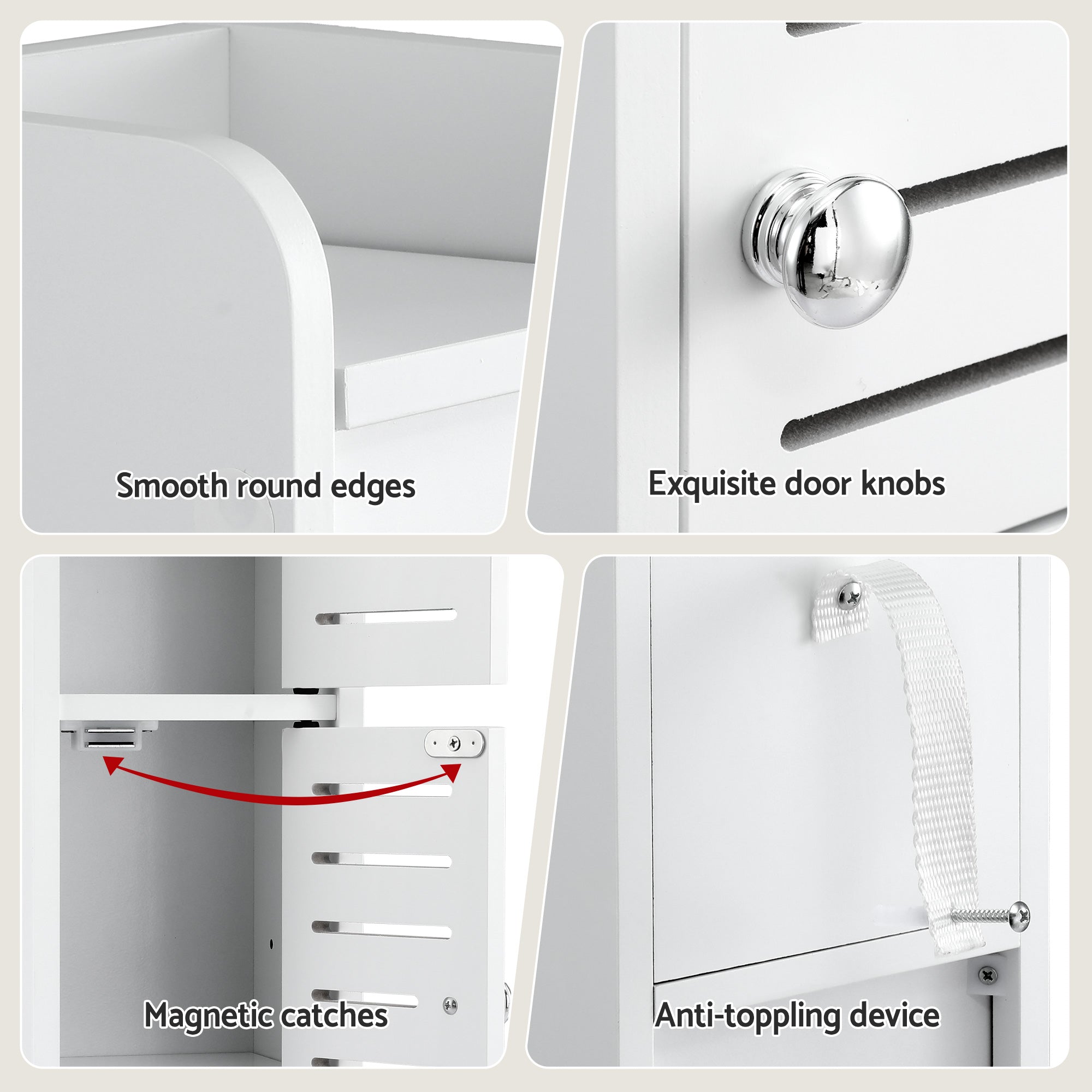 Artiss 2x Bathroom Storage Cabinet 3-Tier Toilet Paper Holder Organizer White