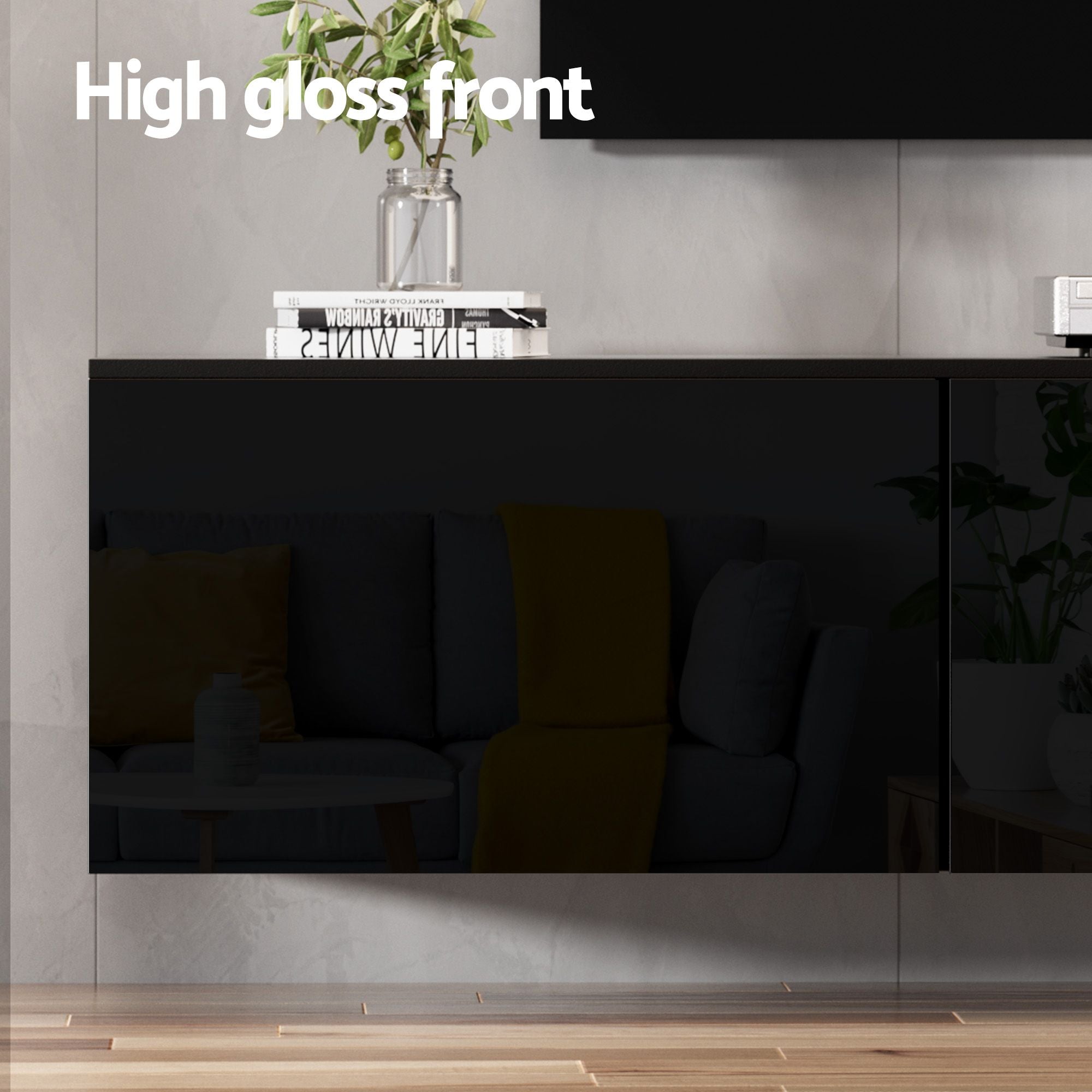 Artiss TV Unit & Coffee Table Set Storage Cabinet Black