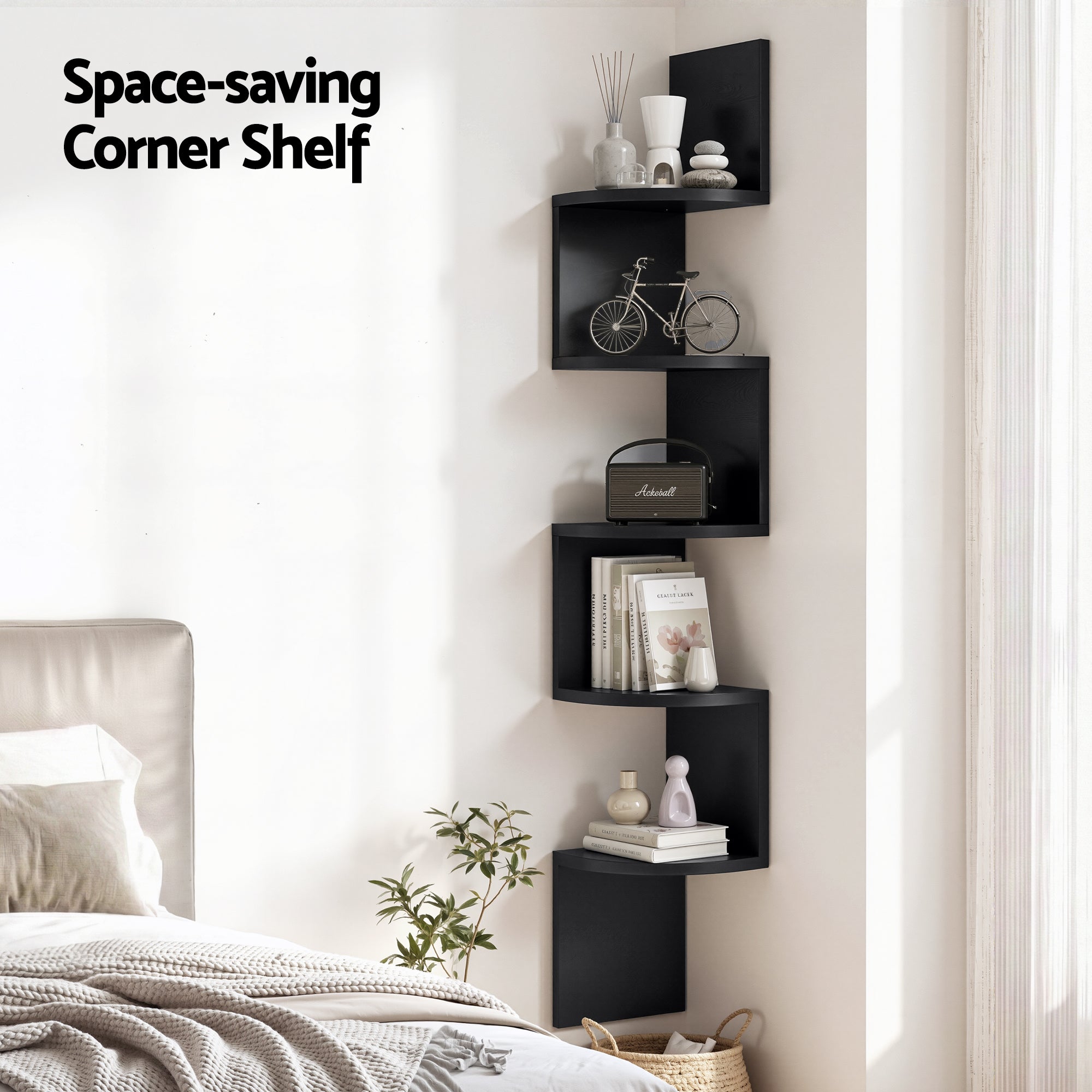 Artiss Wall Shelf Bookshelf Corner Floating 5-Tier Free Delivery