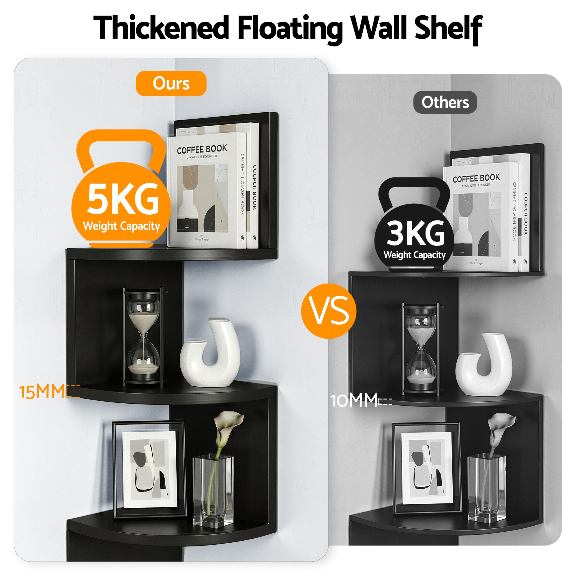 Artiss Wall Shelf Bookshelf Corner Floating 5-Tier Free Delivery