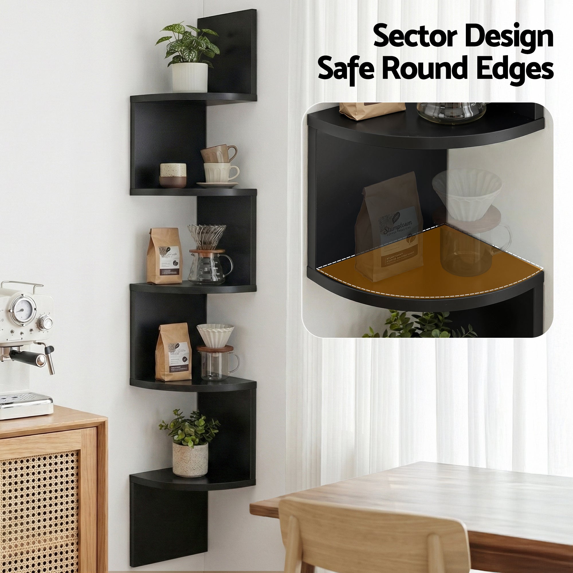 Artiss Wall Shelf Bookshelf Corner Floating 5-Tier Free Delivery