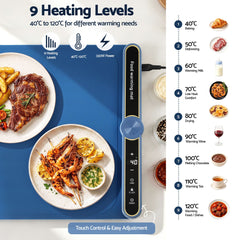 Devanti Food Warming Mat 80cm Electric Food Warmer Roll Up Buffet Tray Blue