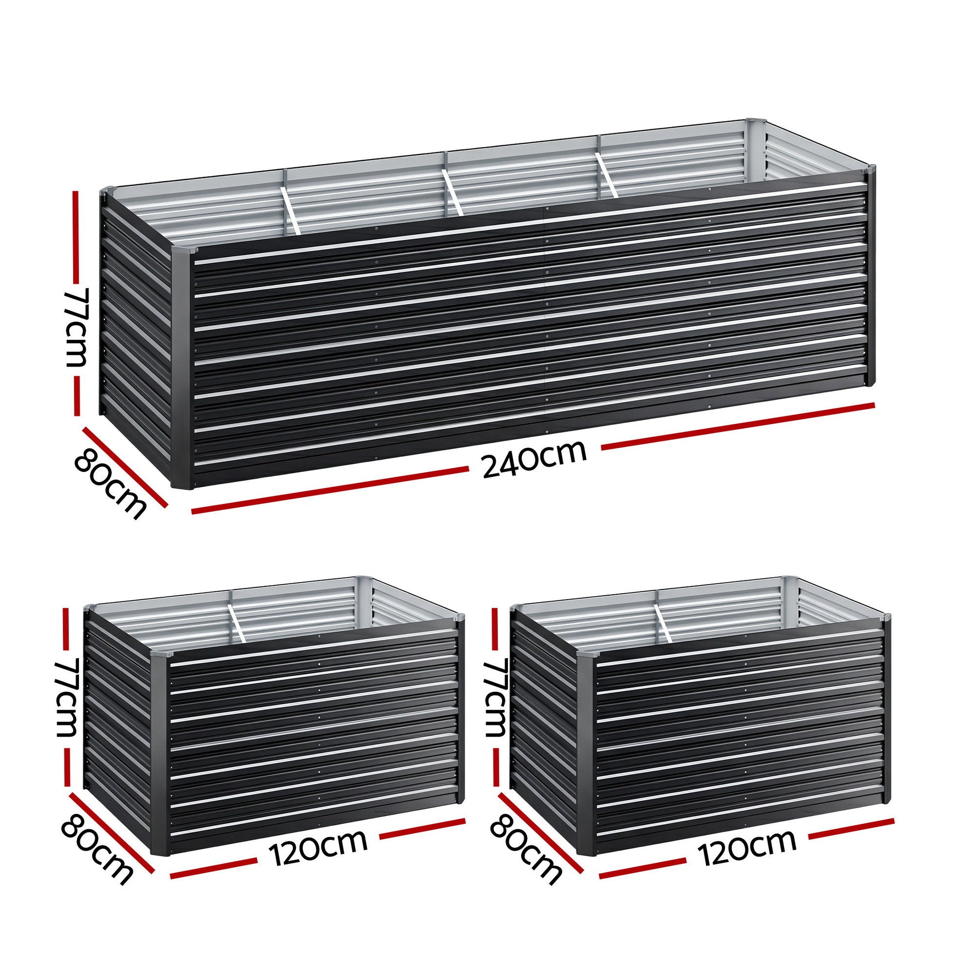 Green Fingers 2-in-1 Raised Garden Bed Kit, 240cm/120cm| 77cm Extra Deep
