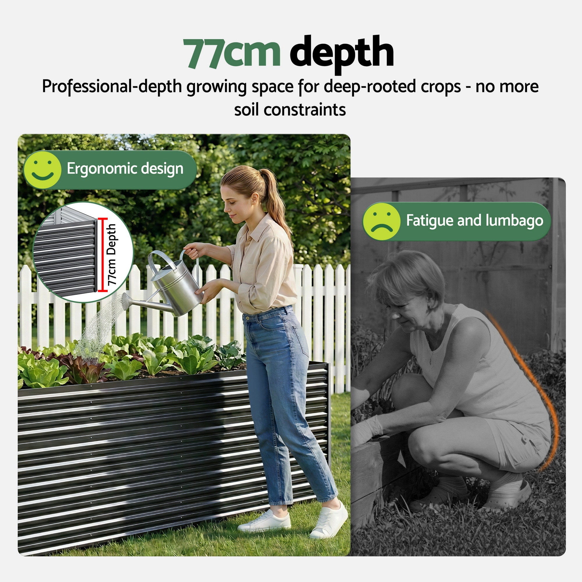 Green Fingers 2-in-1 Raised Garden Bed Kit, 320cm/160cm| 77cm Extra Deep