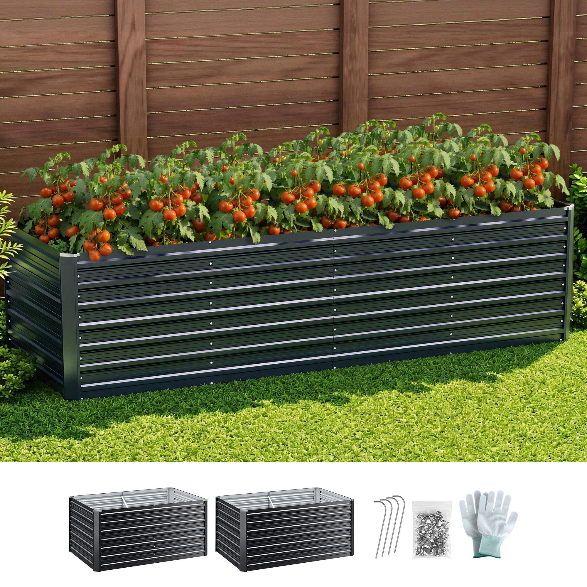 Green Fingers 2-in-1 Raised Garden Bed Kit, 320cm/160cm| 77cm Extra Deep