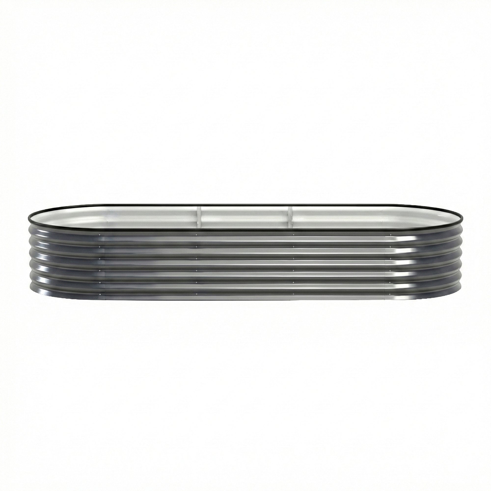 Green Fingers 4 Pcs Raised Garden Bed Kit Oval Galvanized Steel Planter Boxes 240x80x42cm, Heavy Duty Metal Elevated Garden Bed for Vegetables Flowers