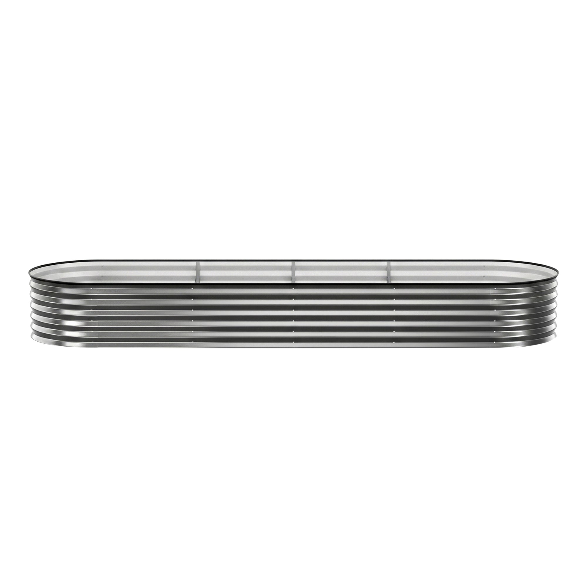 Green Fingers 4 Pcs Raised Garden Bed Kit Oval Galvanized Steel Planter Boxes 320x80x42cm, Heavy Duty Metal Elevated Garden Bed for Vegetables Flowers