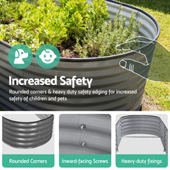 Green Fingers 4 Pcs Raised Garden Bed Kit Oval Galvanized Steel Planter Boxes