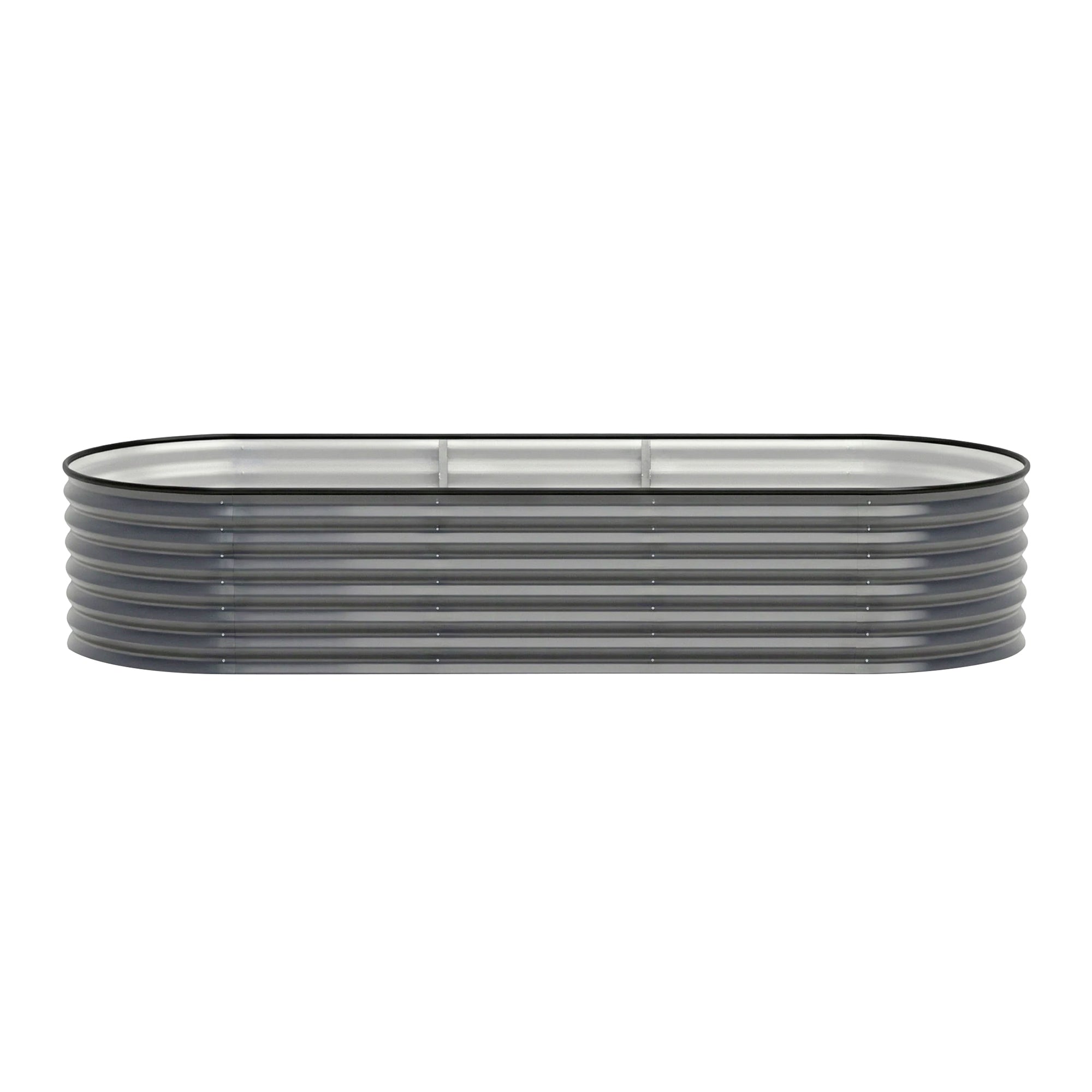 Green Fingers 4 Pcs Raised Garden Bed Kit Oval Galvanized Steel Planter Boxes 240x80x56cm, Heavy Duty Metal Elevated Garden Bed for Vegetables Flowers