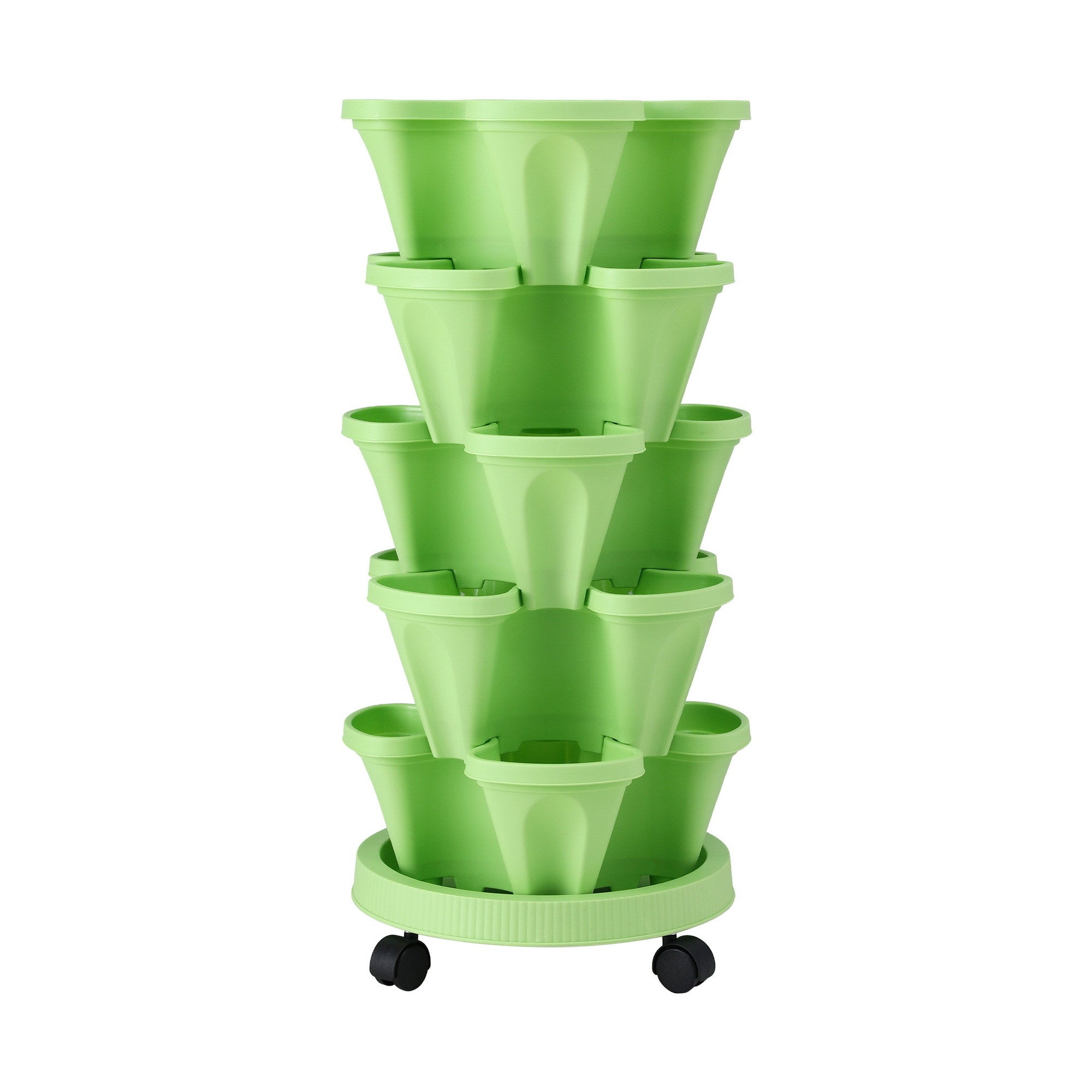 Green Fingers Garden Bed 5 Tier Vertical Garden Grey Strawberry Stackable Planters Herbs Light Green - Free Delivery