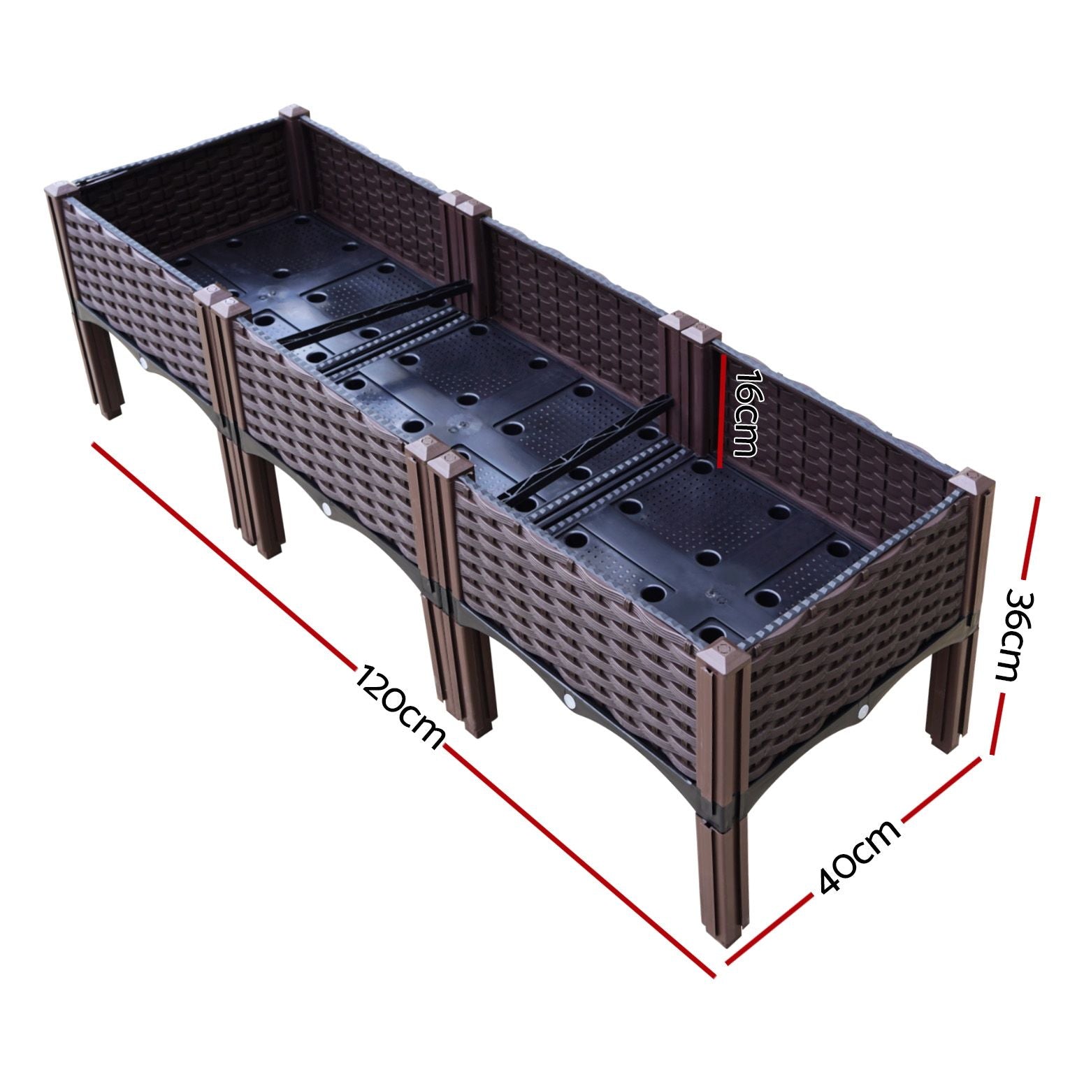 Green Fingers Garden Bed 120x40x36cm PP Planter Box Raised Container Growing