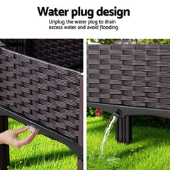 Green Fingers Garden Bed 120x40x36cm PP Planter Box Raised Container Growing
