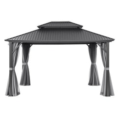 Instahut Gazebo 3x3.65m Canopy Outdoor Steel Frame Patio Tent Curtains Marquee Grey