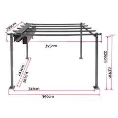 Instahut Gazebo Outdoor Garden Pergola Aluminium Frame Adjustable Canopy 3x4m