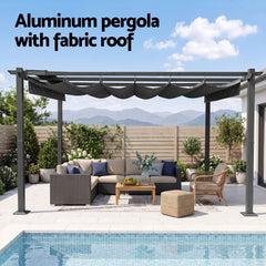 Instahut Gazebo Outdoor Garden Pergola Aluminium Frame Adjustable Canopy 3x4m